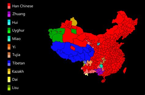 Map Ethnic Groups By Prefecture In China Infographictv Number