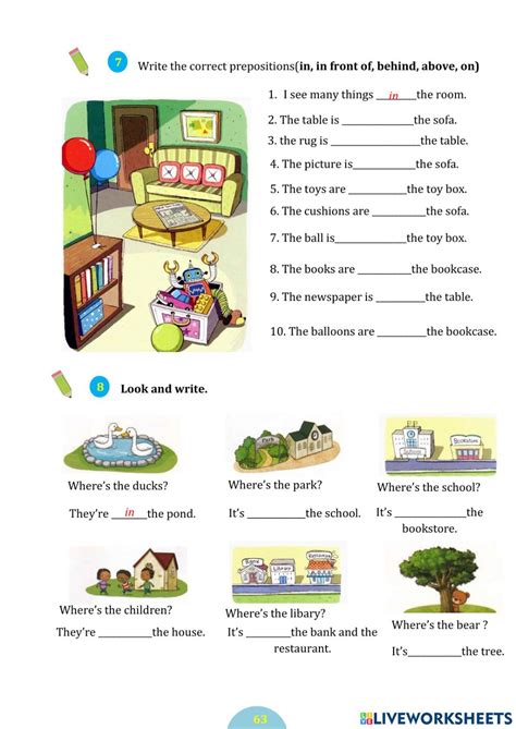 Ejercicio De Prepositions Of Place P63 64