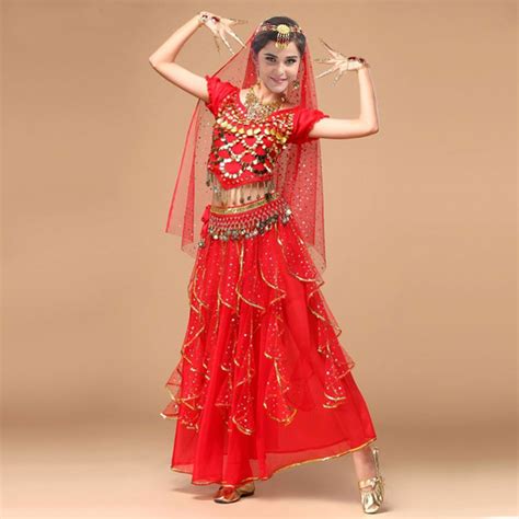 4pcs Set Woman Egypt Performance Belly Dance Costume Indian Triba Gypsy