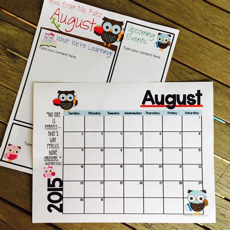 Editable Newsletter And Calendar Templates With A Seasonal Owl Theme
