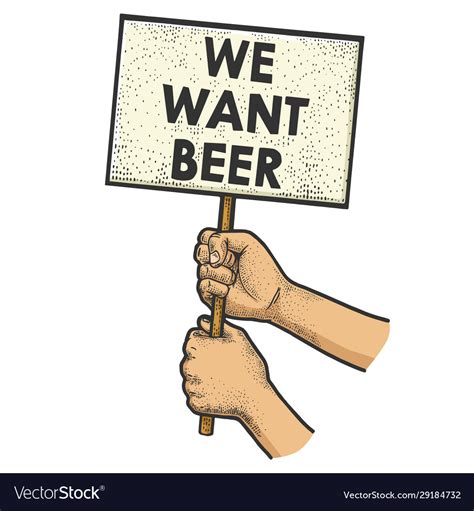we want beer poster in hands sketch royalty free vector