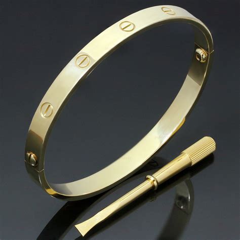 Cartier Love 18k Yellow Gold Bangle Bracelet Size 20 Box