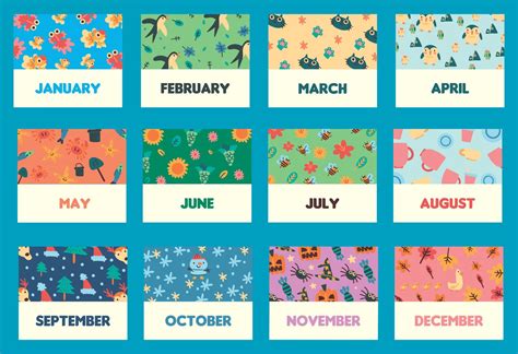 Name Of Months All The Months Months In A Year January Month Number
