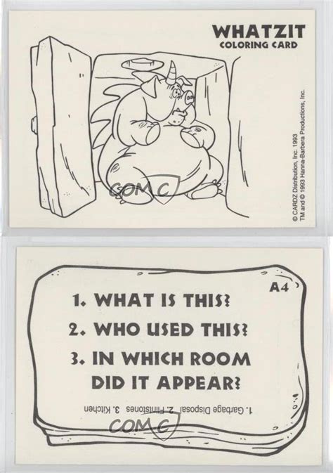 1993 Cardz The Flintstones Whatzit Coloring Cards Garbage Disposal A4
