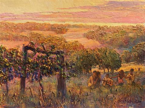 Margaret River Grape Pickers Ken Rasmussen Oil Painting