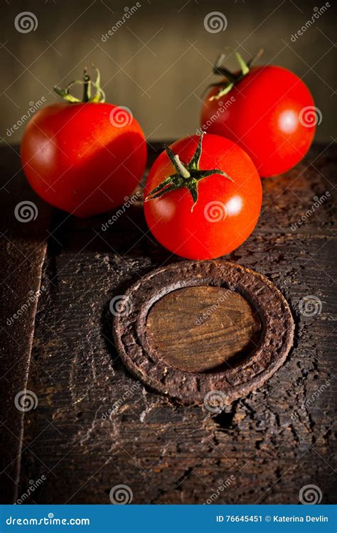 Three Tomatoes Stock Image Image Of Seasonal Ingredient 76645451