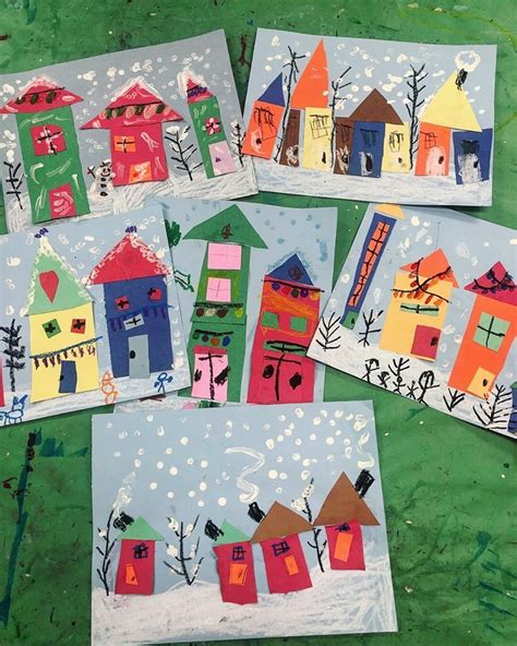Kindergarten Collage Winter Houses Originally Posted By Sonja Einerson