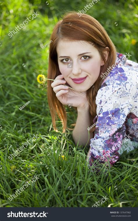 Beautiful Girl Lying Down Grass Stock Photo 137647982 Shutterstock