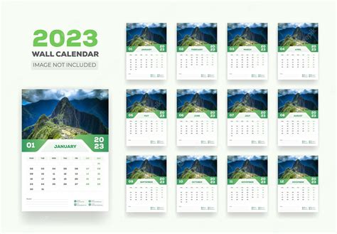 Calendario De Pared Horario 2023 O Feliz Año Nuevo Diseño De Plantilla