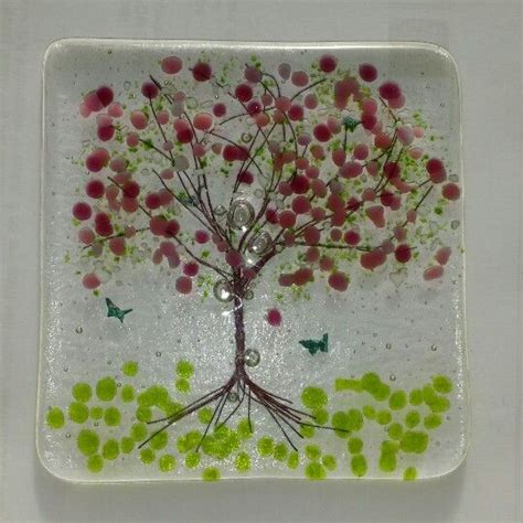 Pin By Darla Bear Crafts On My Craft Projects Fused Glass Art Flowering Cherry Tree Glass Art
