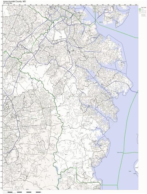 Anne Arundel County Maryland Md Zip Code Map Not Laminated