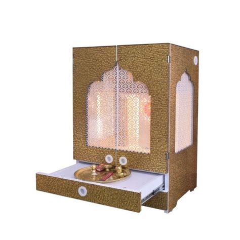 Here ground floor has been designed as parking and a big hall. Designer Wooden Mandir with Doors / Pooja Mandir with ...