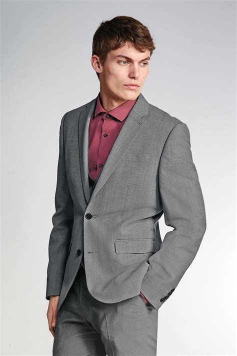 Mens Next Grey Skinny Fit Stretch Marl Suit Jacket Grey In 2021 Suits Skinny Fit Men’s Suits