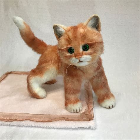 Realistic Movable Soft Toy Ginger Kitten Faux Fur Cat For Kids Etsy