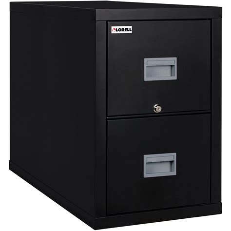 Black Vertical Fireproof File Cabinet 2 Drawer
