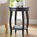 Better Homes & Gardens Round Accent Table with Drawer, Black - Walmart.com