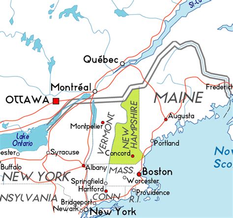 Map Of New Hampshire In The Usa