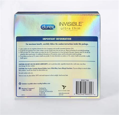 Durex Invisible Ultra Thin Condoms Ultra Sensitive Ultra Fine Natural