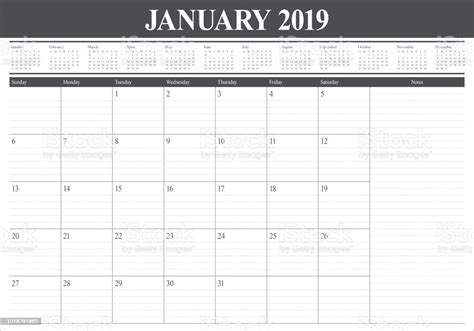 January 2019 Desk Calendar Vector Illustration Stock Illustration