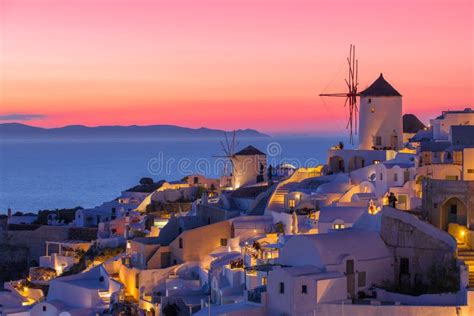 Beautiful Sunset In Santorini Greece Stock Photo Image Of