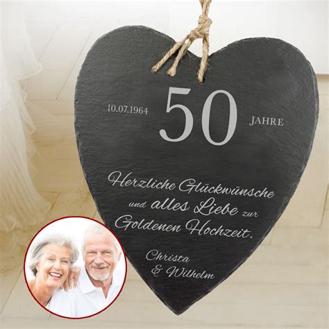 Seiner partnerin 50 jahre verheiratet zu sein, der hat wahrlich allen grund zur freude und zum feiern. Schieferherz zur Goldenen Hochzeit - mit Wunschnamen und Datum