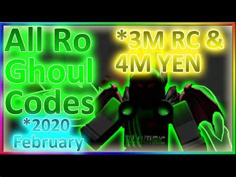 The codes give rc cells, yen, masks, and more in roblox ro ghoul! ⚡All Ro Ghoul Codes *💎3M RC CELLS + 💰4M YEN* • 🔥2020 February - YouTube