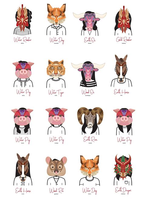 Chinese Zodiac Animals Print Month Calendar Printable