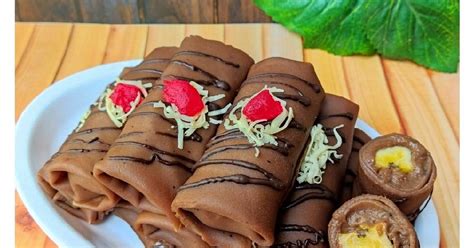 Resep Dadar Gulung Coklat Isi Pisang Dan Vla Coklat Oleh Yuyun Kristia Cookpad