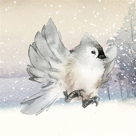 Tufted Titmouse Bird In Wintertime Free Vector Illustration Rawpixel