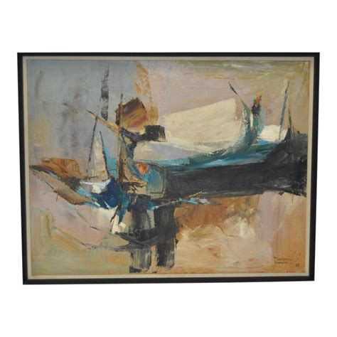 1962 Mid Century Modern Abstract Oil Painting By Warren Brandon Chairish