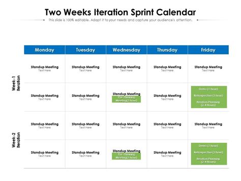 Two Weeks Iteration Sprint Calendar Presentation Graphics