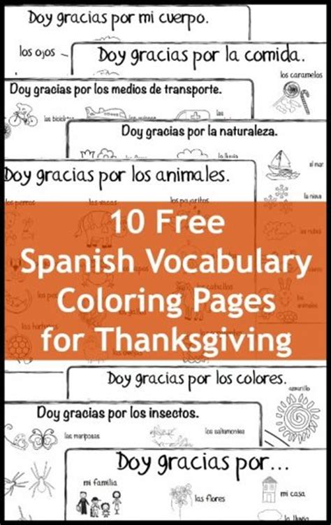 Spanish Thanksgiving Vocabulary Coloring Pages Spanish Playground