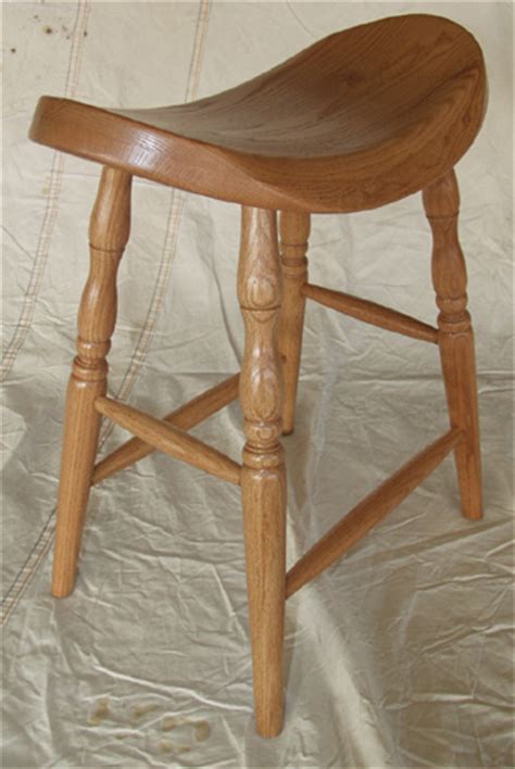 Solid Oak Plain Saddle Seat Stool By Claybornes Amish Furniture