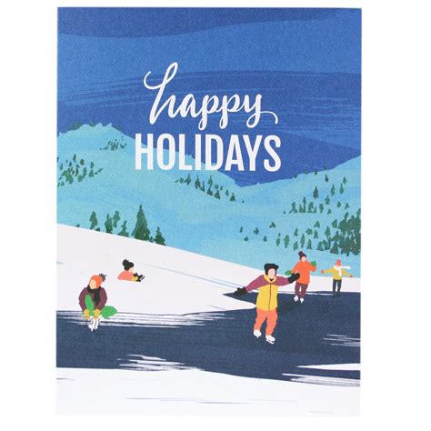 Ice Skating Pond Holiday Card Happy Holidays Cards Smudge Ink