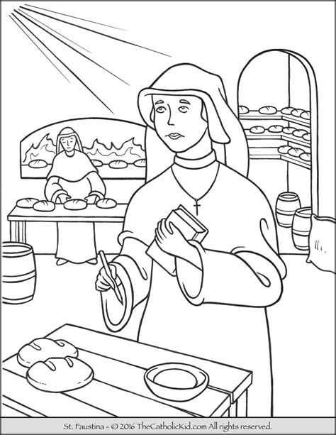 Saint Faustina Coloring Page - The Catholic Kid | Coloring pages, Saint coloring, Catholic coloring