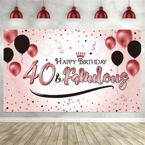 Buy 40th Happy Birthday Party Decoration Rose Gold Women 40th Banner