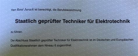 Staatlich Geprüfter Techniker Für Elektrotechnik René Jurack