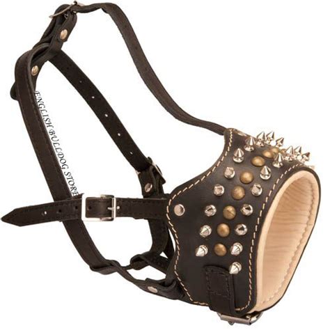 Soft Dog Muzzle With Spikes And Studs For American Bulldog