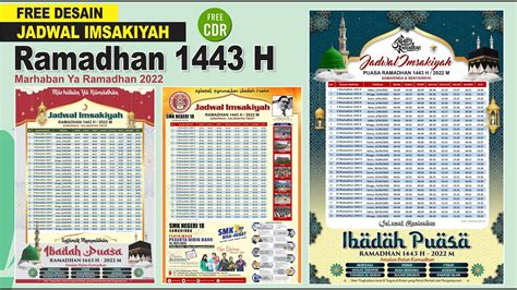 Desain Jadwal Imsakiyah Ramadhan 1443h 2022 Free Cdr And Jpeg