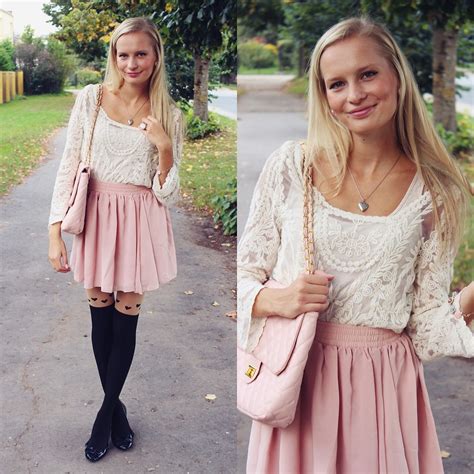 Madara L Chicnova White Lace Blouse Oasap Light Pink Skater Skirt