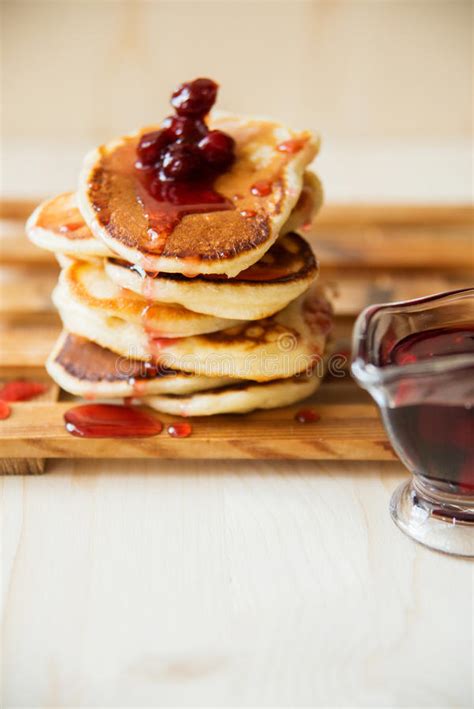 Stack Of Pancakes With Jam And Sugar Stock Photo Image Of Drop