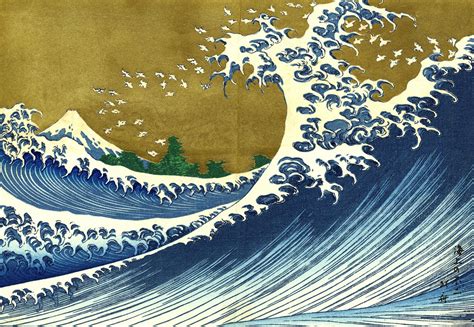A Colored Version Of The Big Wave Katsushika Hokusai