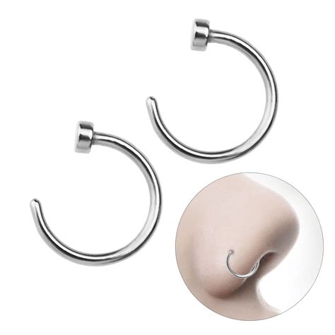 Pcs Unisex Surgical Titanium Steel Open Nose Ring Hoop Nose Piercing Stud Mm Silver In Body