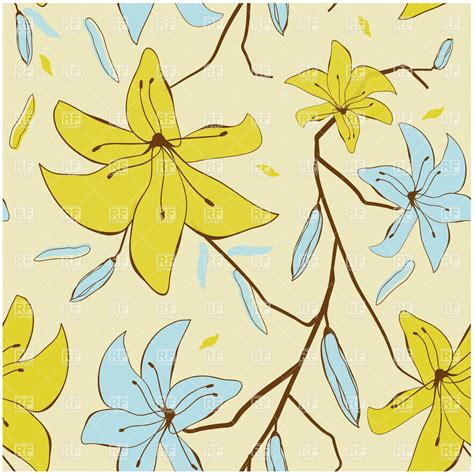Free Download Blue And Yellow Floral Seamless Wallpaper 22577