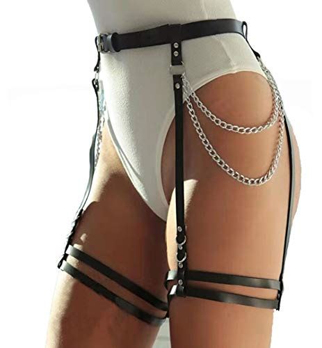 leather leg harness caged thigh garters harajuku waist gothic rings body chains belt for women