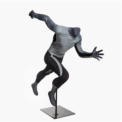 Headless Athletic Male Sprinting Mannequin Matte Grey Zing Display