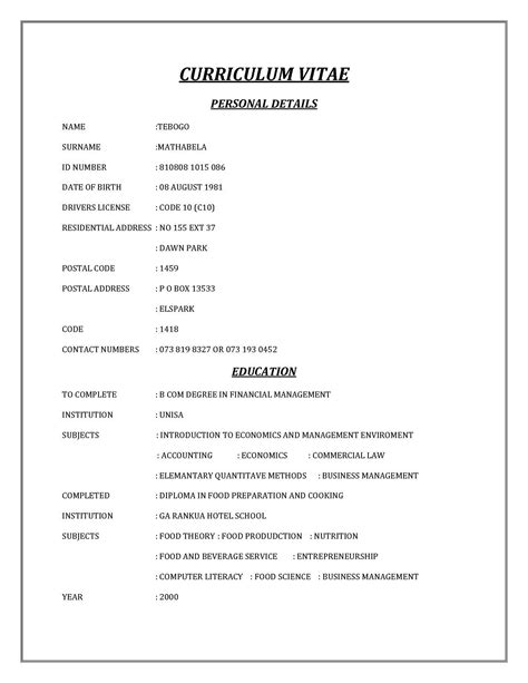 Download as pdf, txt or read online from scribd. Example Of South African Curriculum Vitae - Compiling a ...