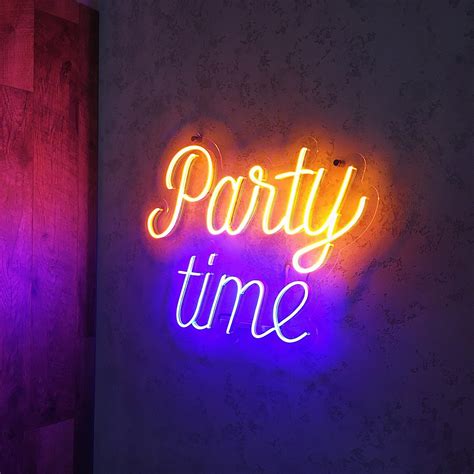 Party Time Neon Sign Wall Decor Etsy