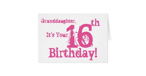 Granddaughters 16th Birthday In Pink Card Zazzle