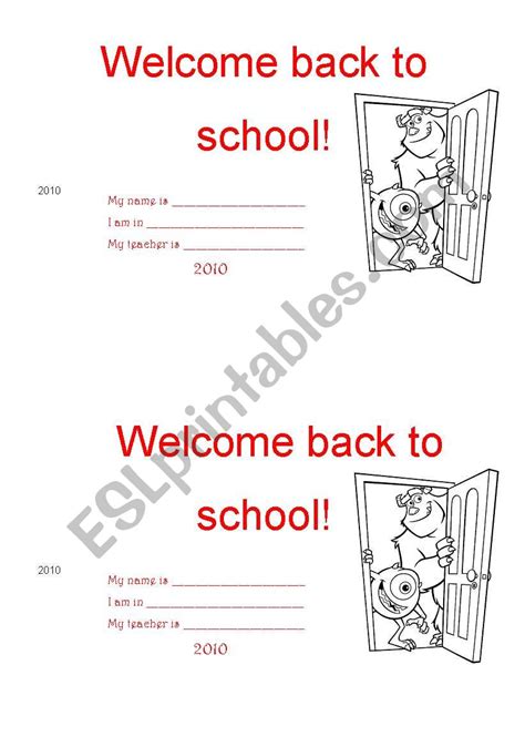Welcome Back To School Worksheet Poem Esl Worksheet By Jooblack